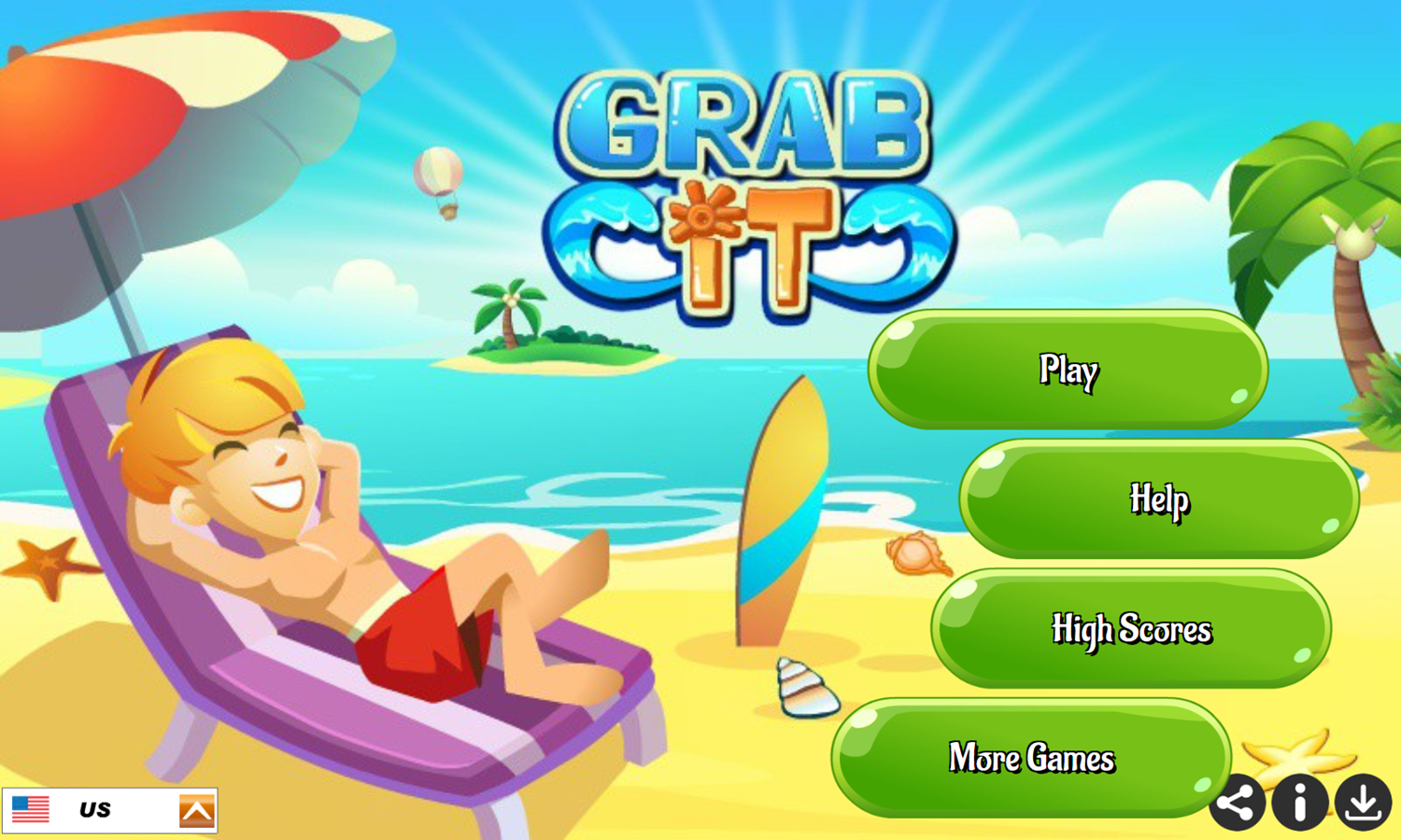 Grab It Mahjong Game Welcome Screen Screenshot.