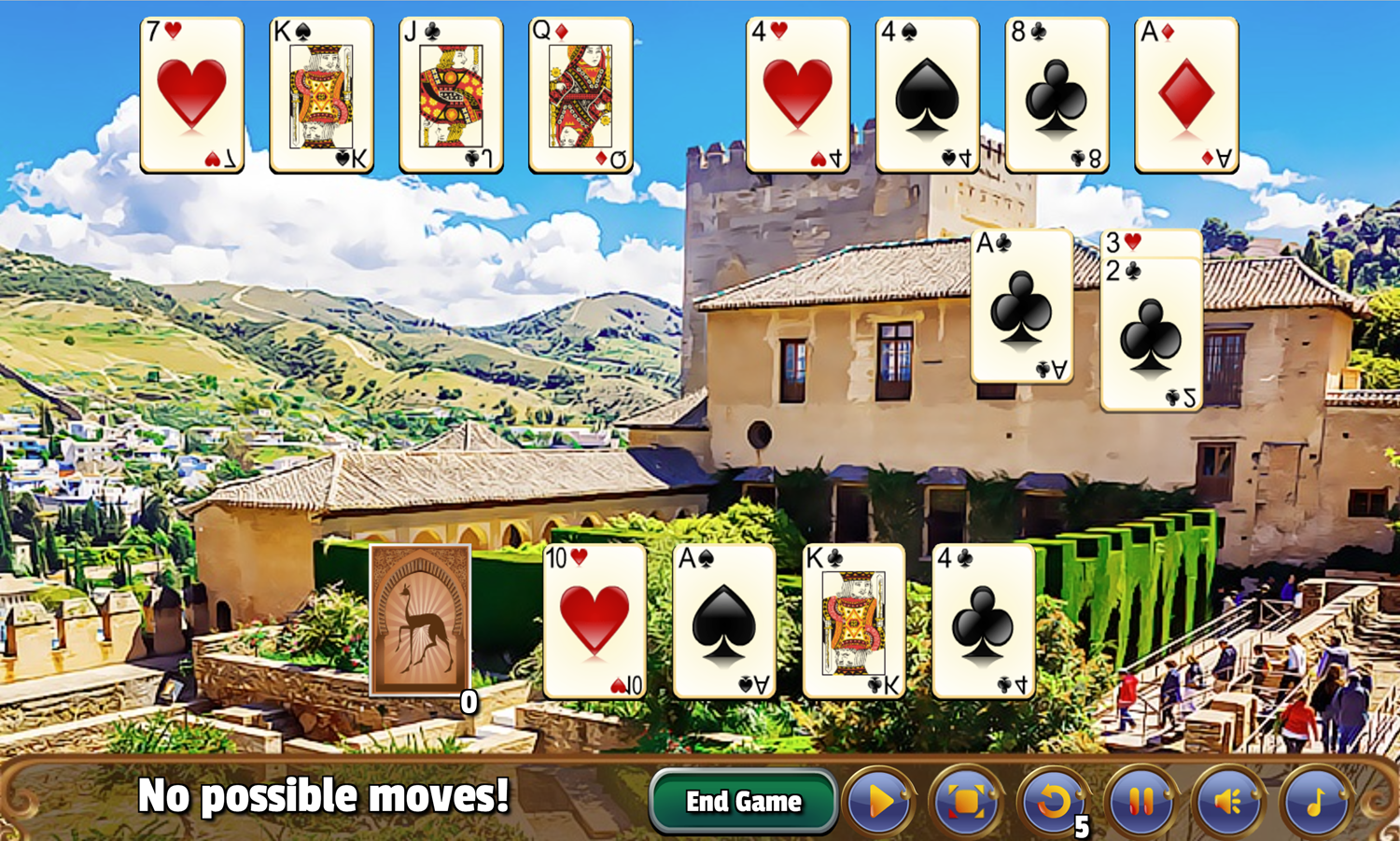 Granada Solitaire Game No Possible Moves Screenshot.