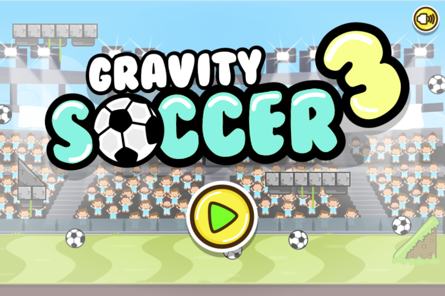 Gravity Soccer 3 Game Welcome Screen Screenshot.