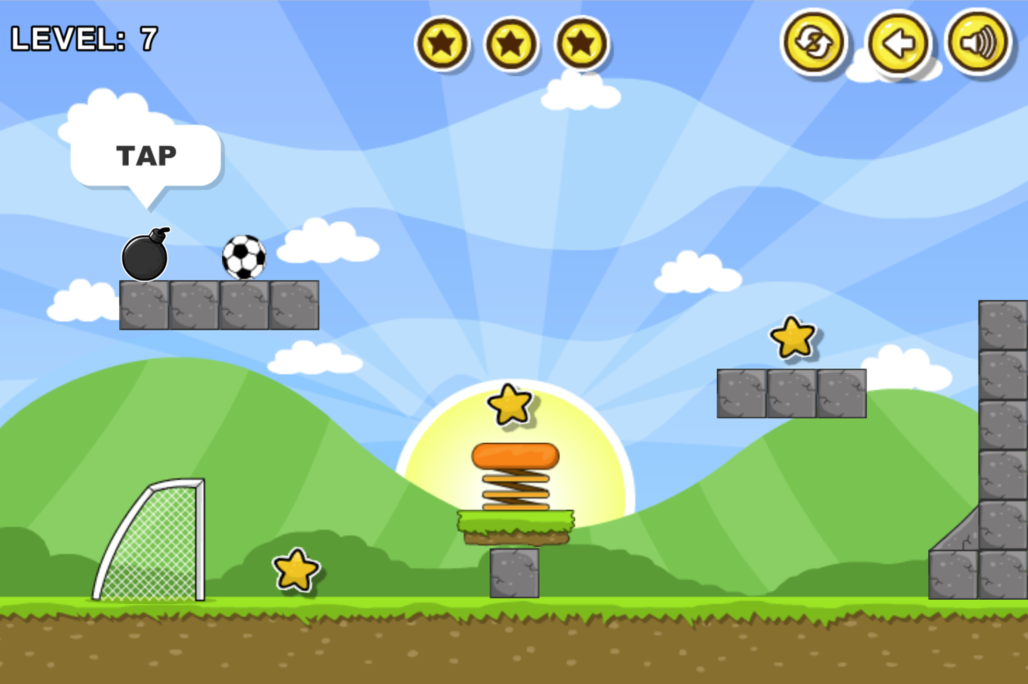 Gravity Soccer Game Bomb Activation Instructions Screenshot.