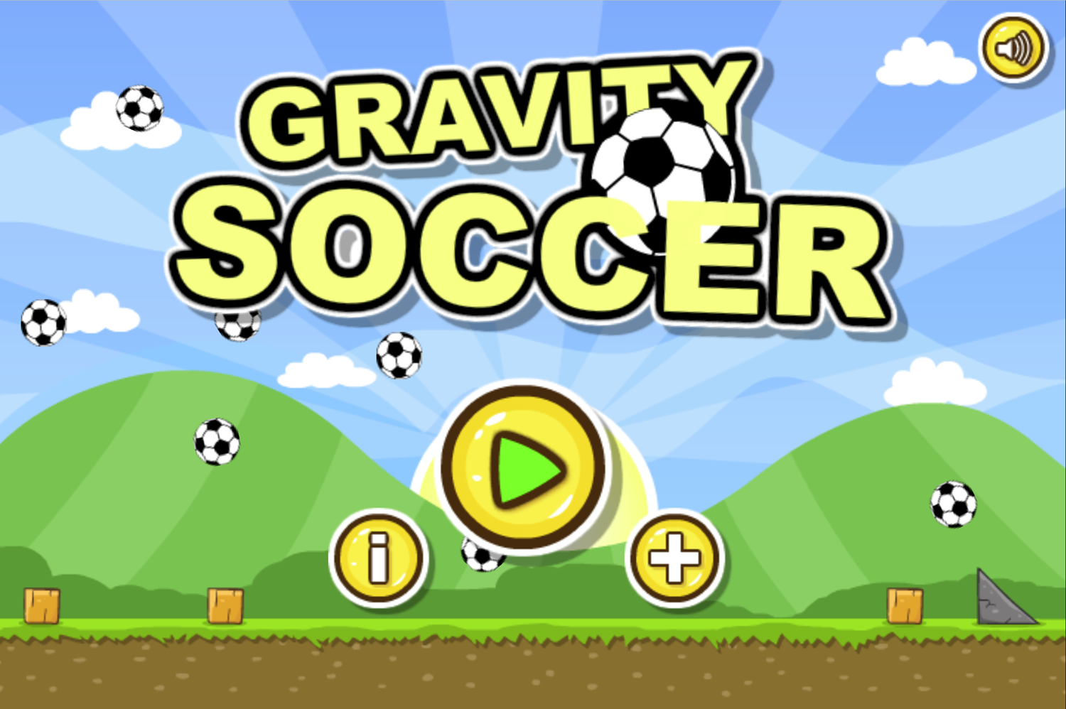Gravity Soccer Game Welcome Screen Screenshot.