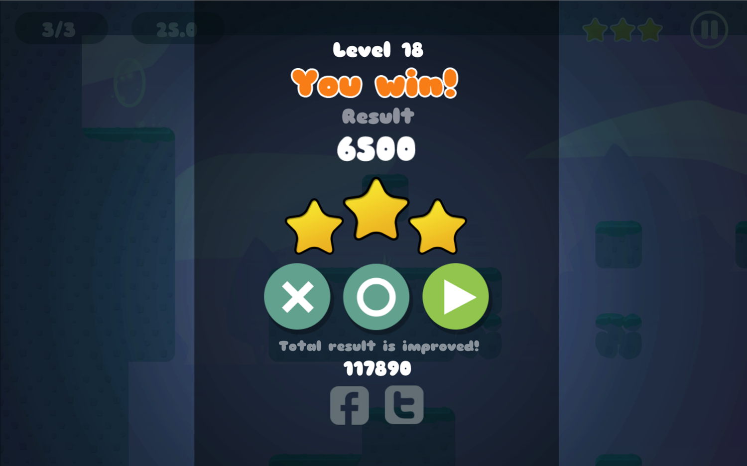 Greedy Rabbit Game Level Beat Screen Screenshot.