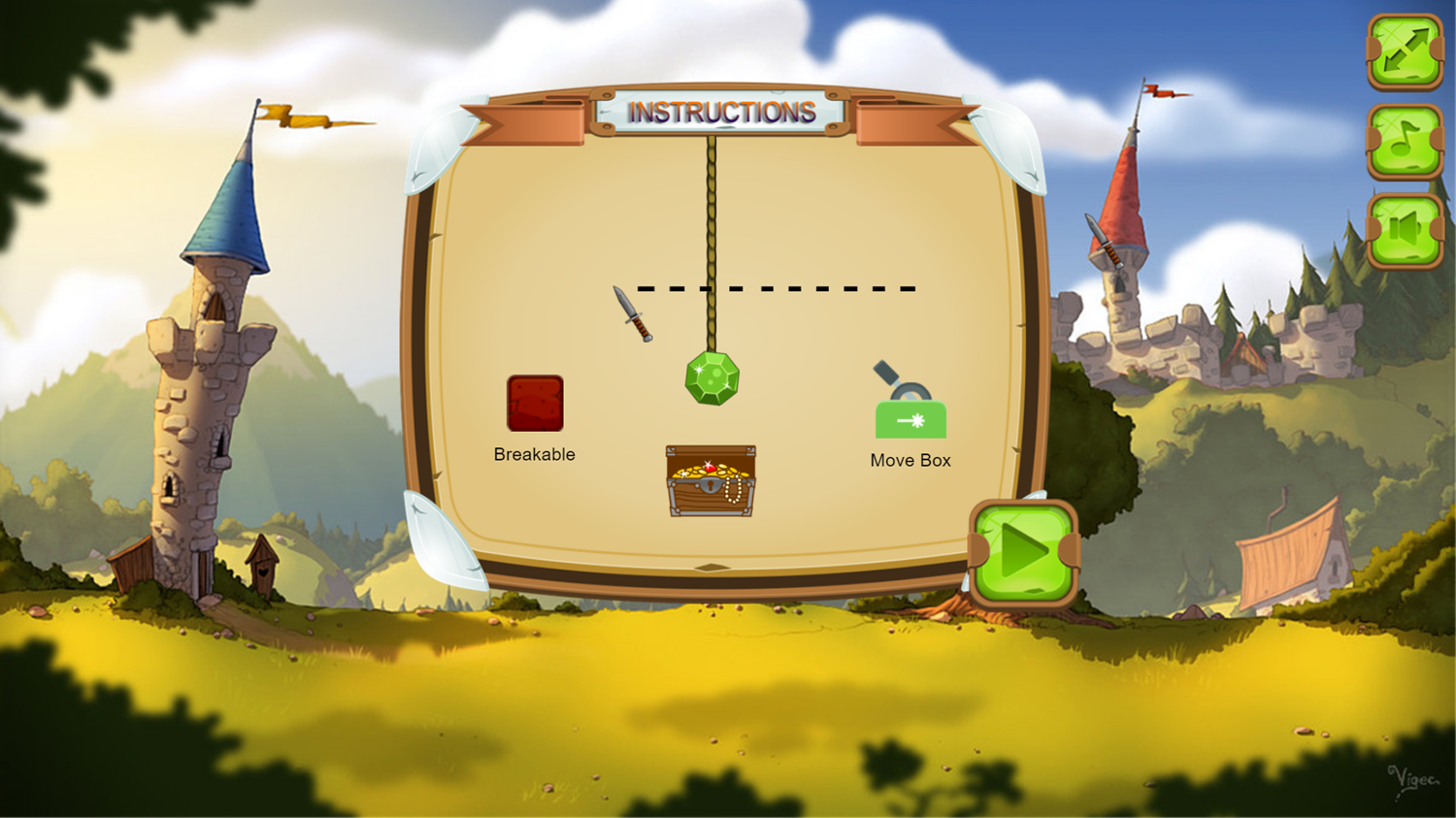 Green Diamond Game Instructions Screenshot.