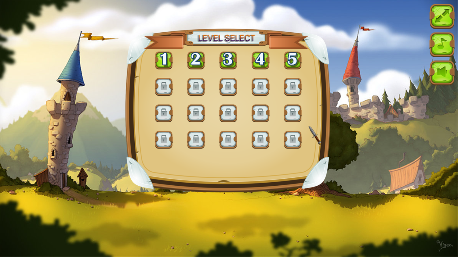 Green Diamond Game Level Select Screenshot.