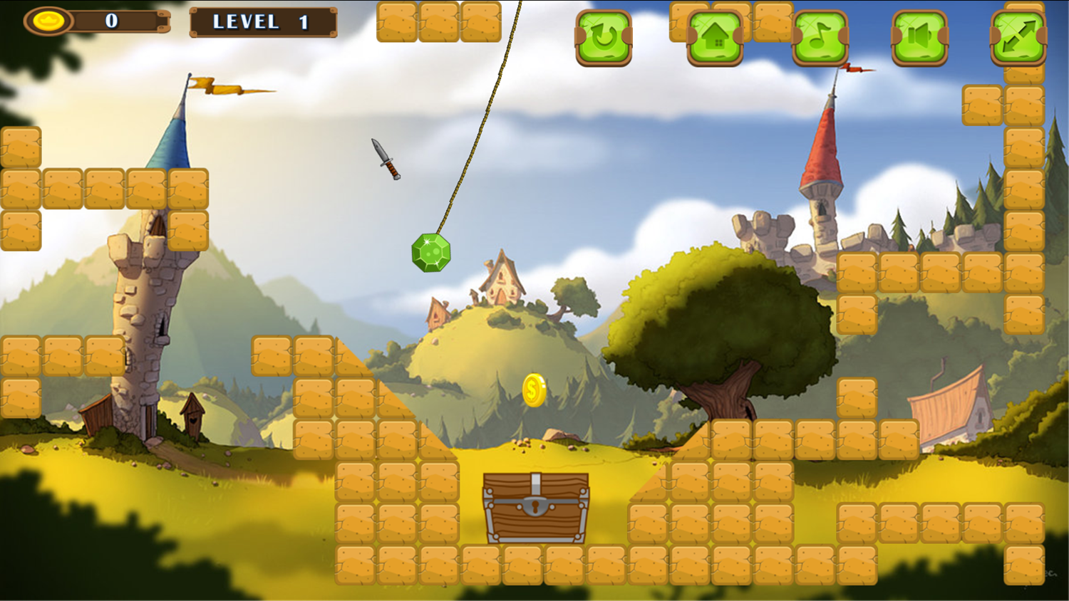 Green Diamond Game Level Start Screenshot.