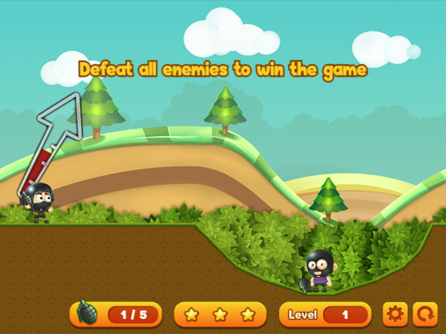 Grenade Toss Game Defeat All Enemies Info Screenshot.