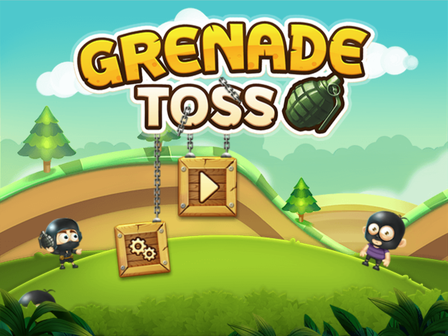 Grenade Toss Game Welcome Screen Screenshot.