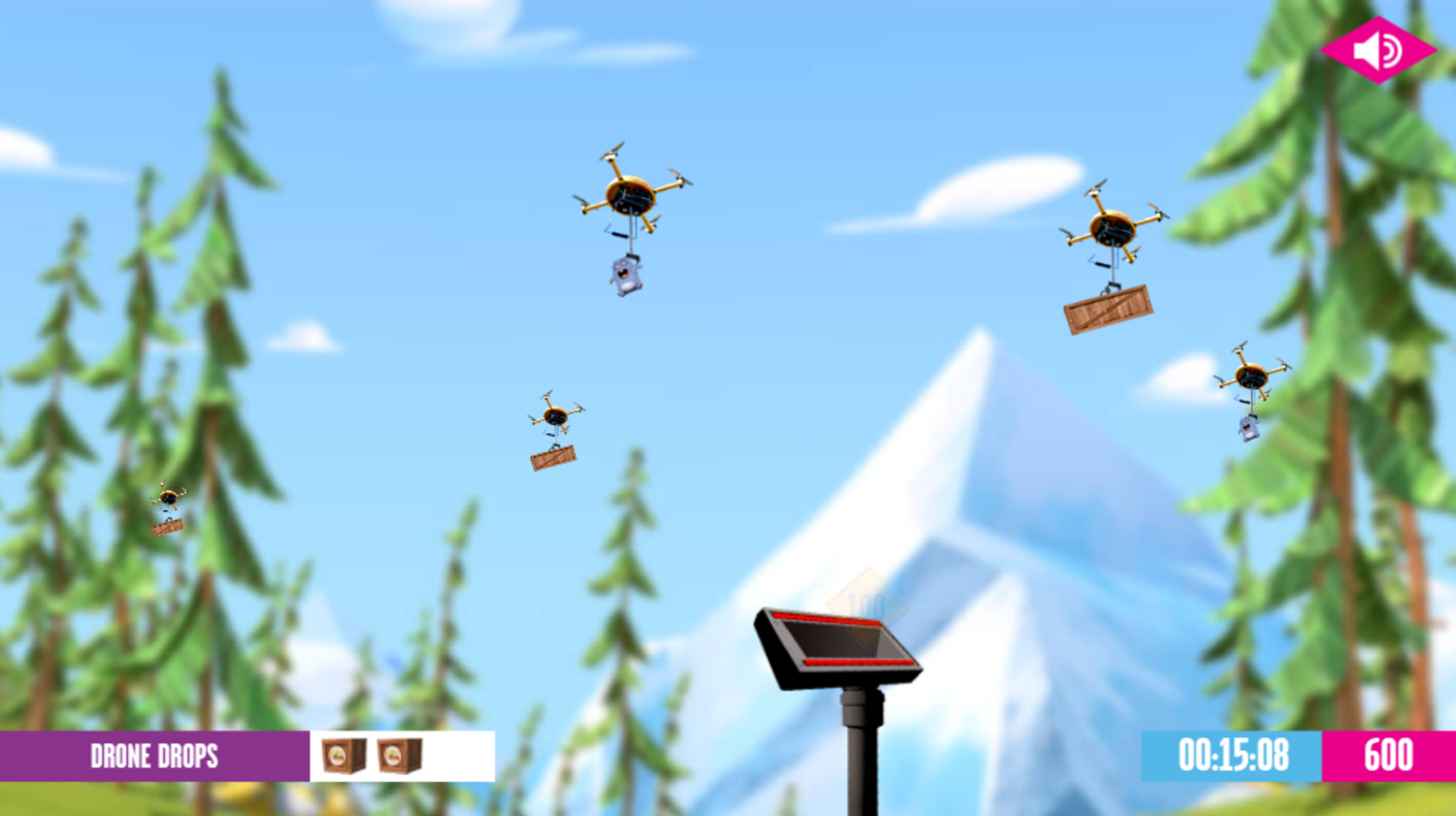 Grizzy and the Lemmings Drone Drops Game Play Screenshot.