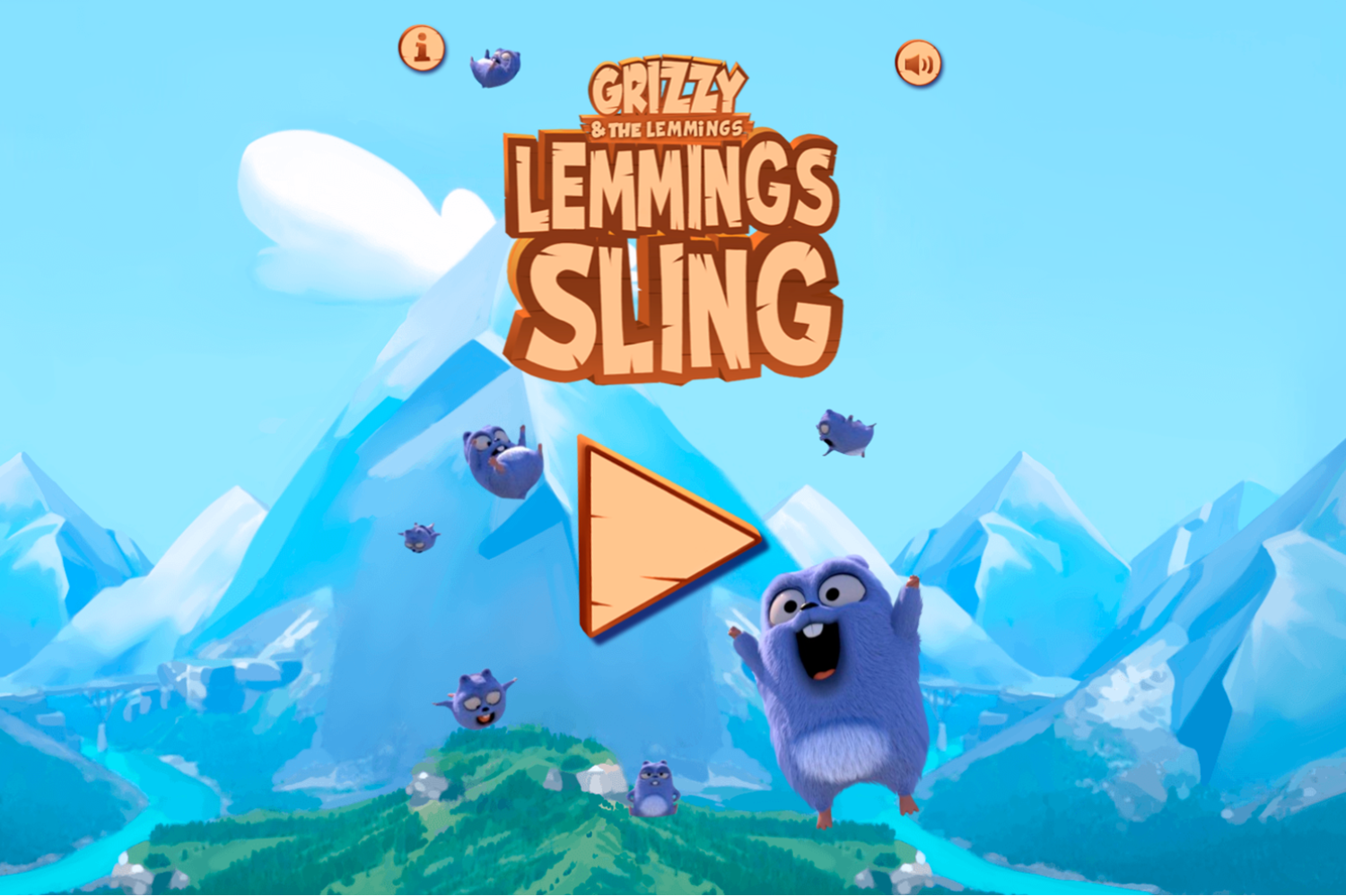 Grizzy and the Lemmings Lemmings Sling Game Welcome Screen Screenshot.