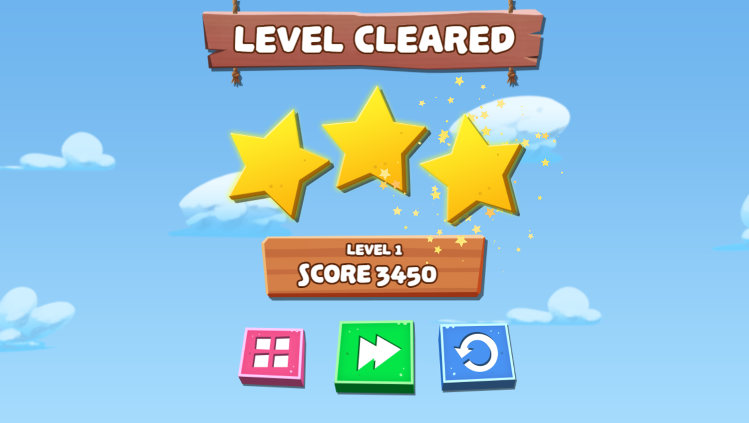 Grizzy and the Lemmings Lemmings Launch Game Level Cleared Screenshot.