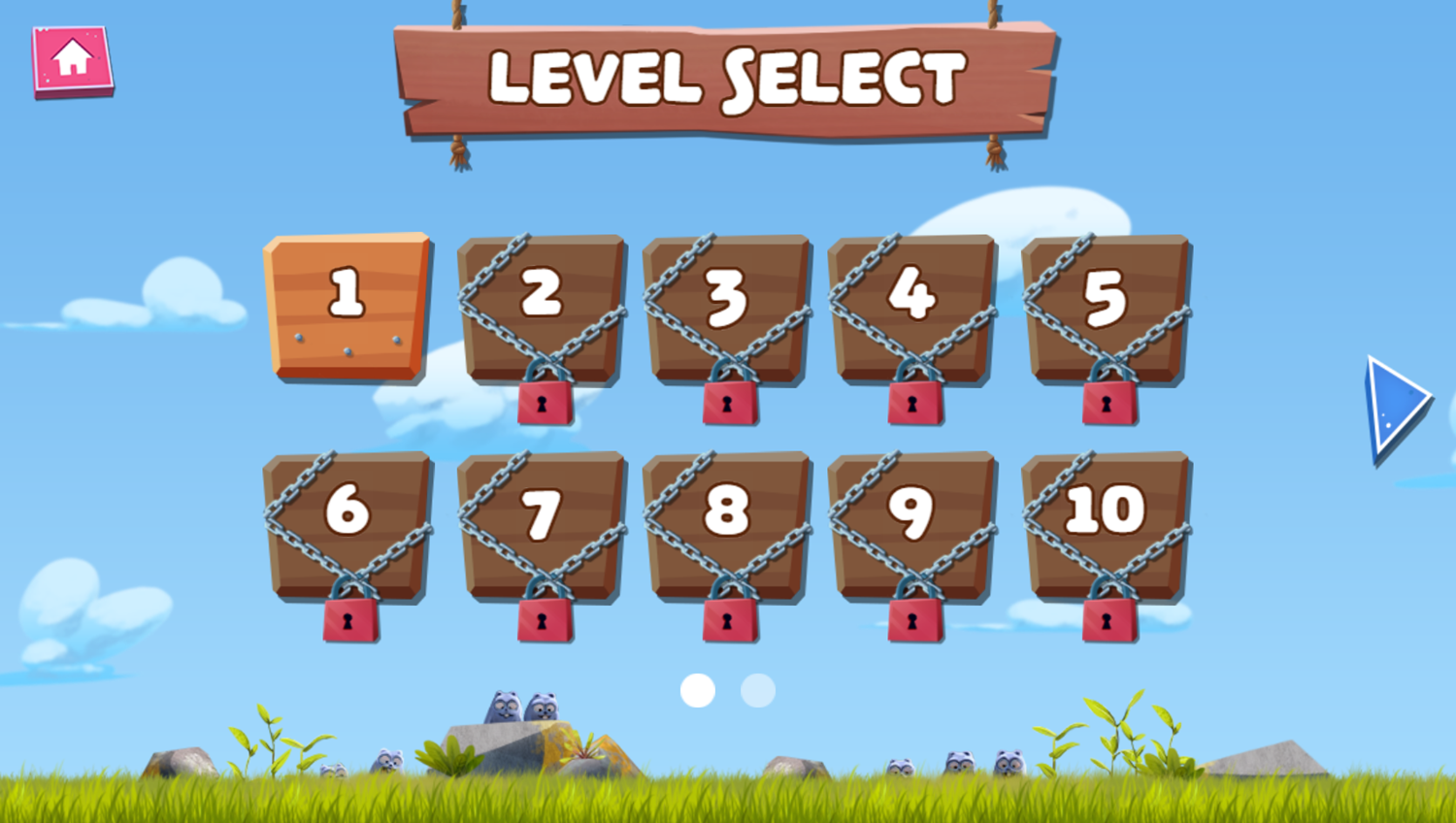 Grizzy and the Lemmings Lemmings Launch Game Level Select Screenshot.