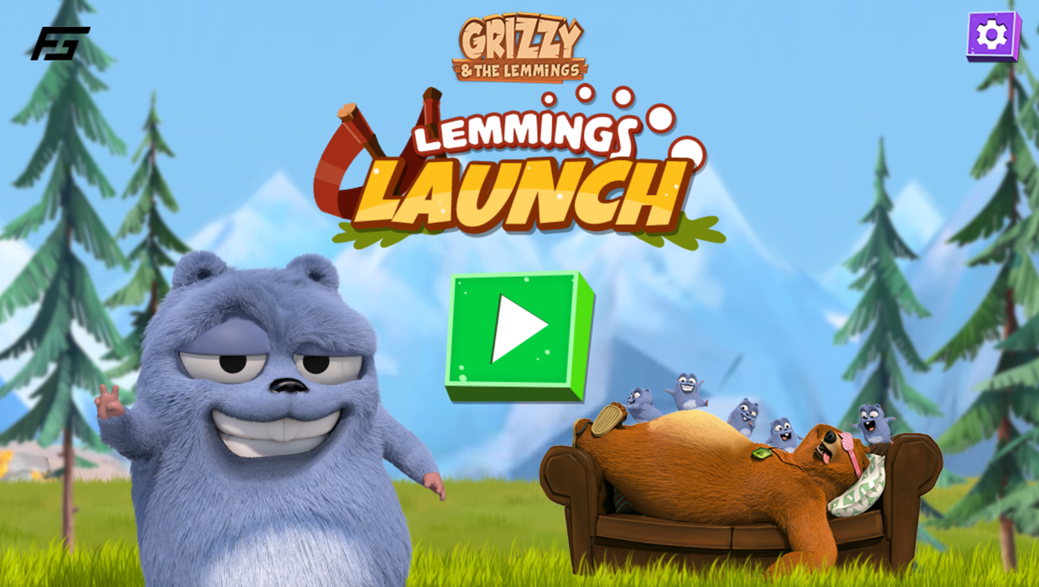 Grizzy and the Lemmings Lemmings Launch Game Welcome Screen Screenshot.