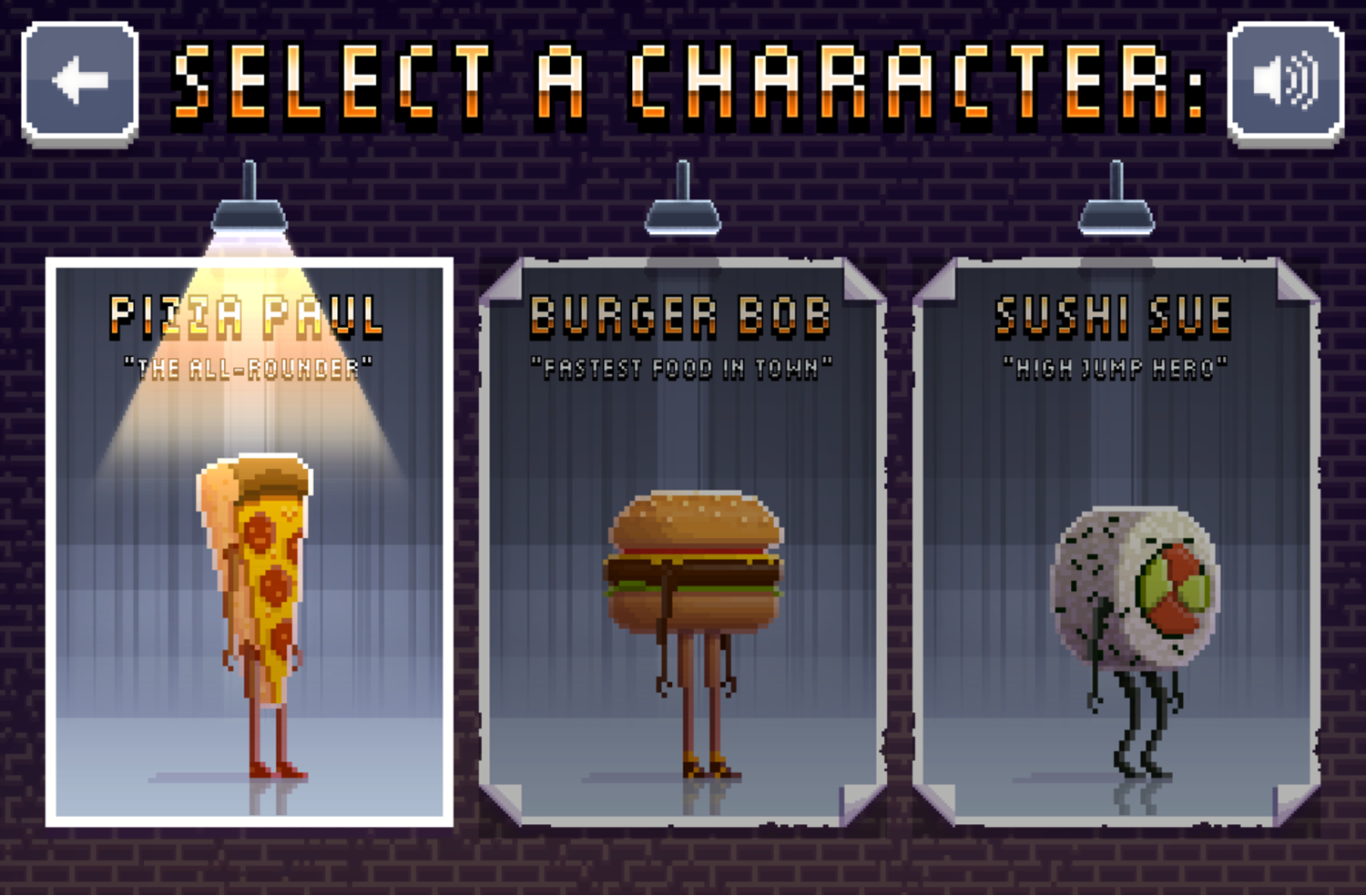 Grub Run Game Select Character Screenshot.