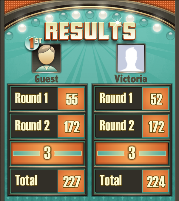 Guess It Game Round 2 Results Screen Screenshot.