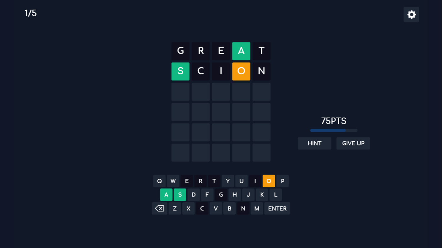 Guess Word Game Level Play Screenshot.