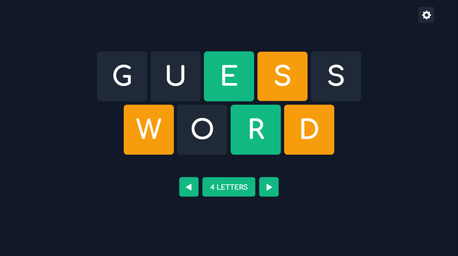 Guess Word Game Select Letters Screenshot.