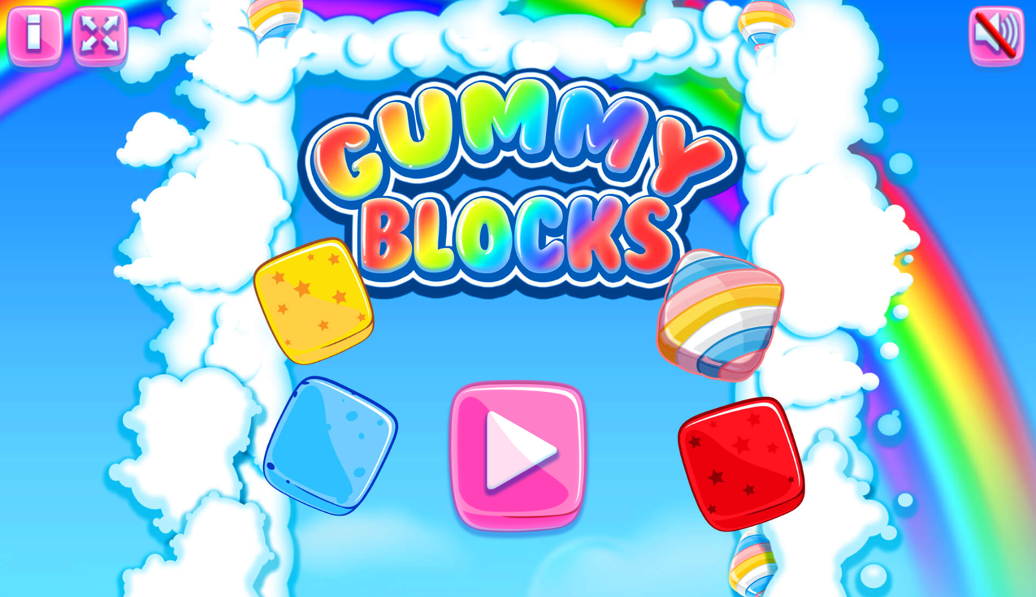 Gummy Blocks Game Welcome Screen Screenshot.