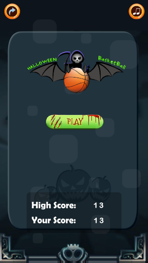 Halloween Basketball Game Score Screenshot.