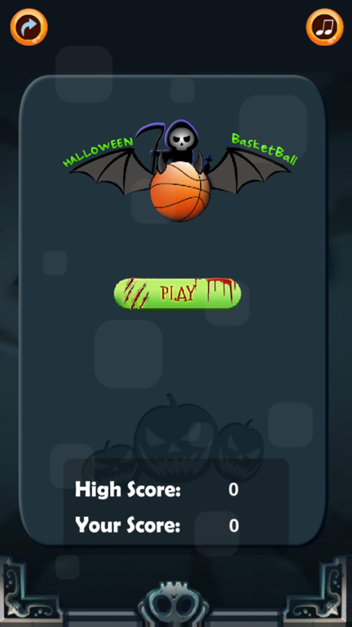 Halloween Basketball Game Welcome Screen Screenshot.