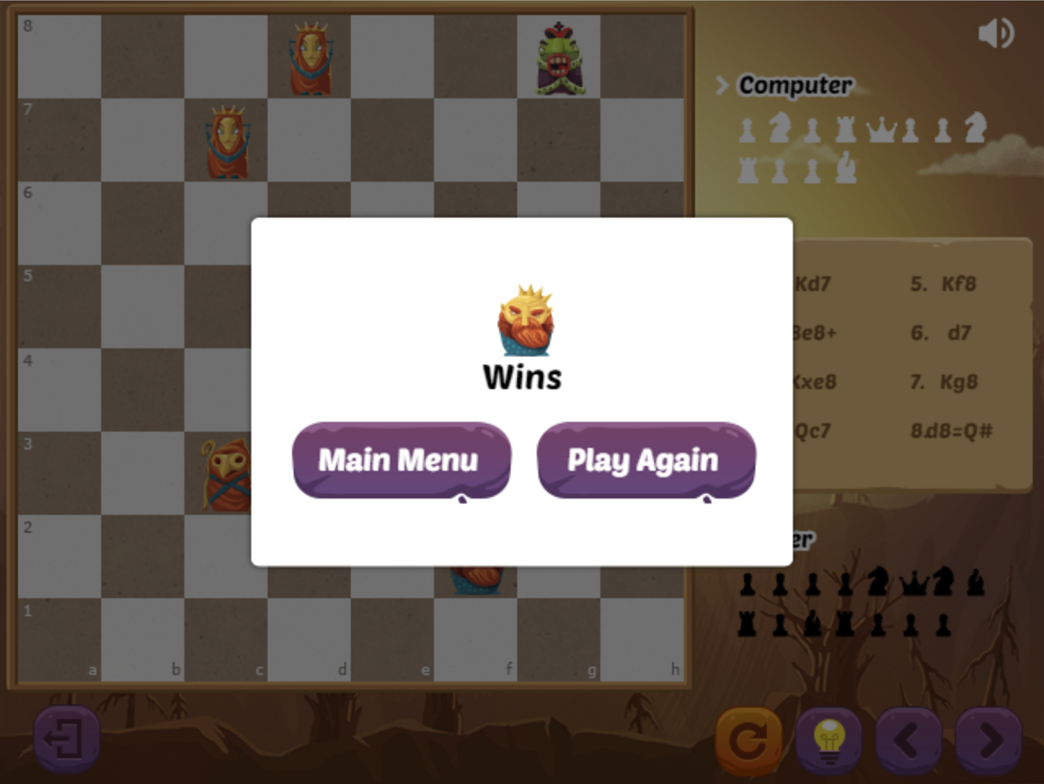 Halloween Chess Game Won Screen Screenshot.