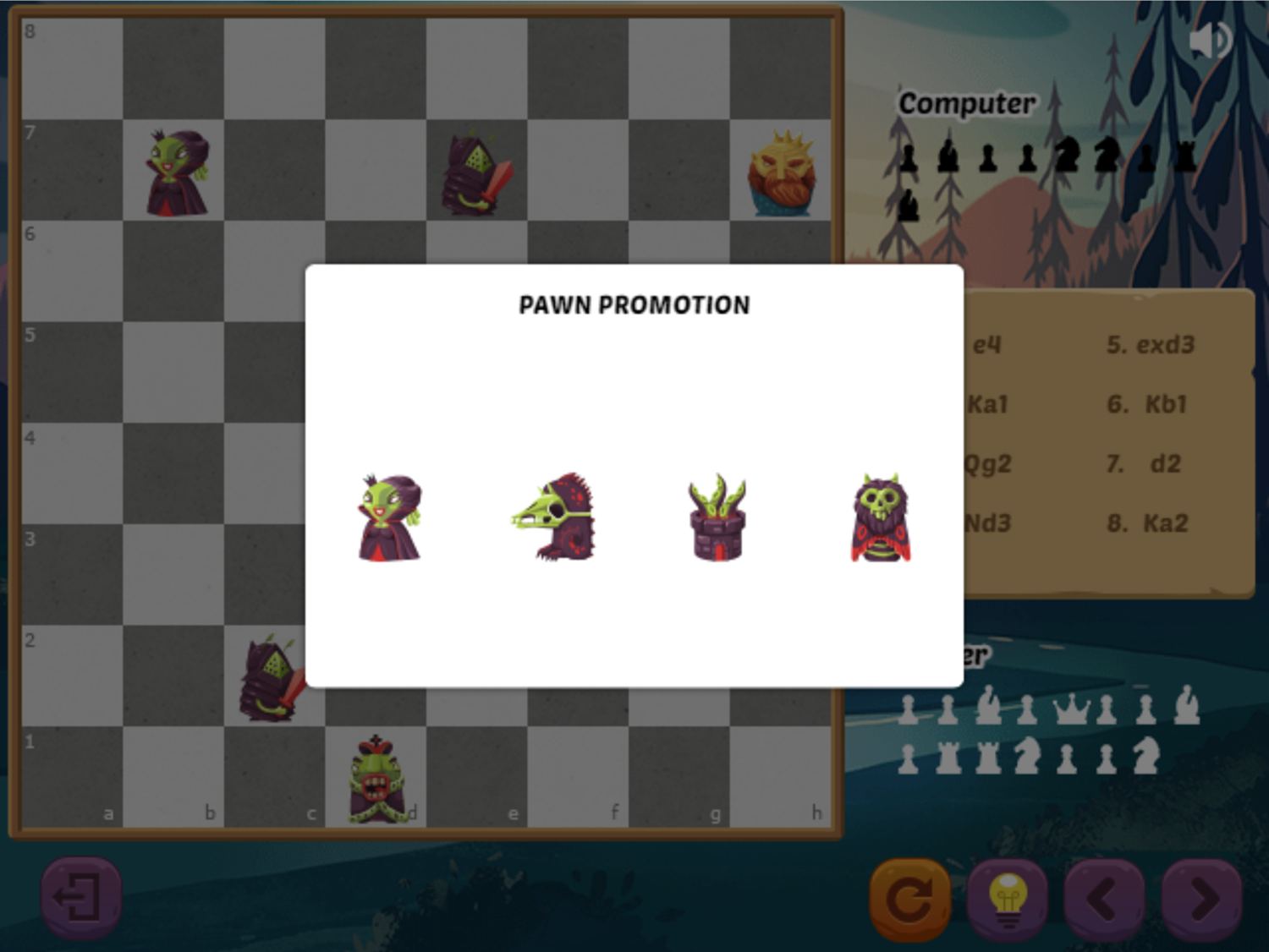 Halloween Chess Game Pawn Promotion Screen Screenshot.