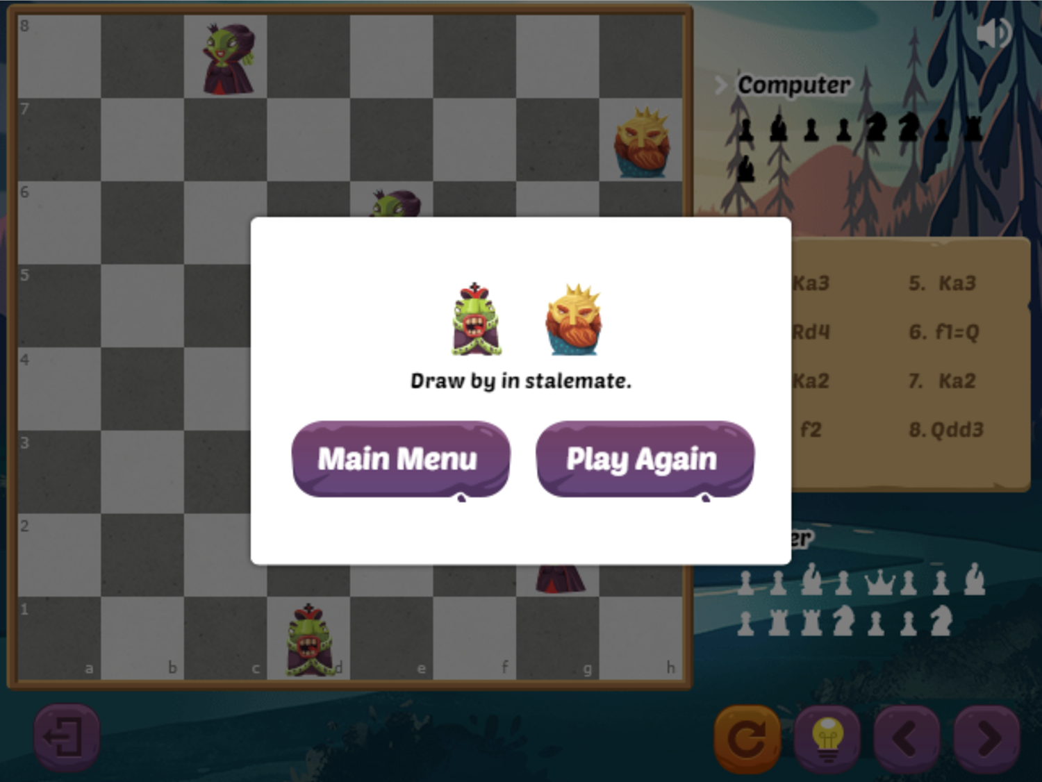 Halloween Chess Game Stalemate Screen Screenshot.