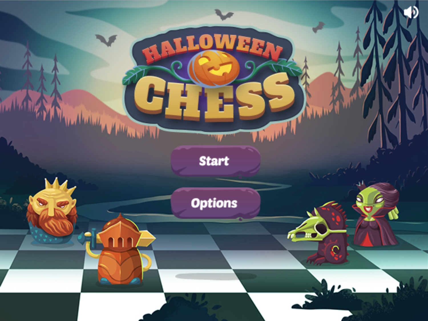 Halloween Chess Game Welcome Screen Screenshot.