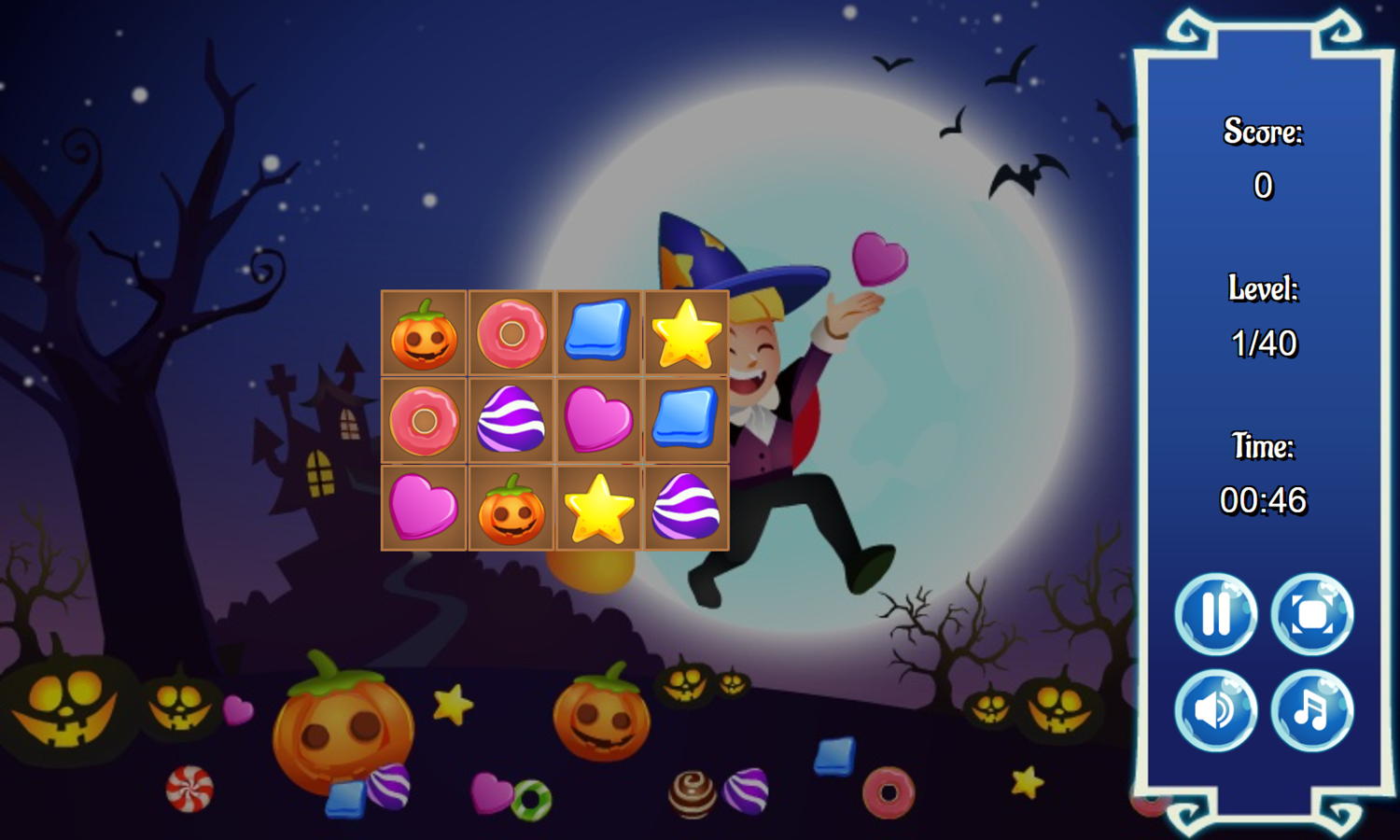Halloween Grabbers Game Start Screenshot.