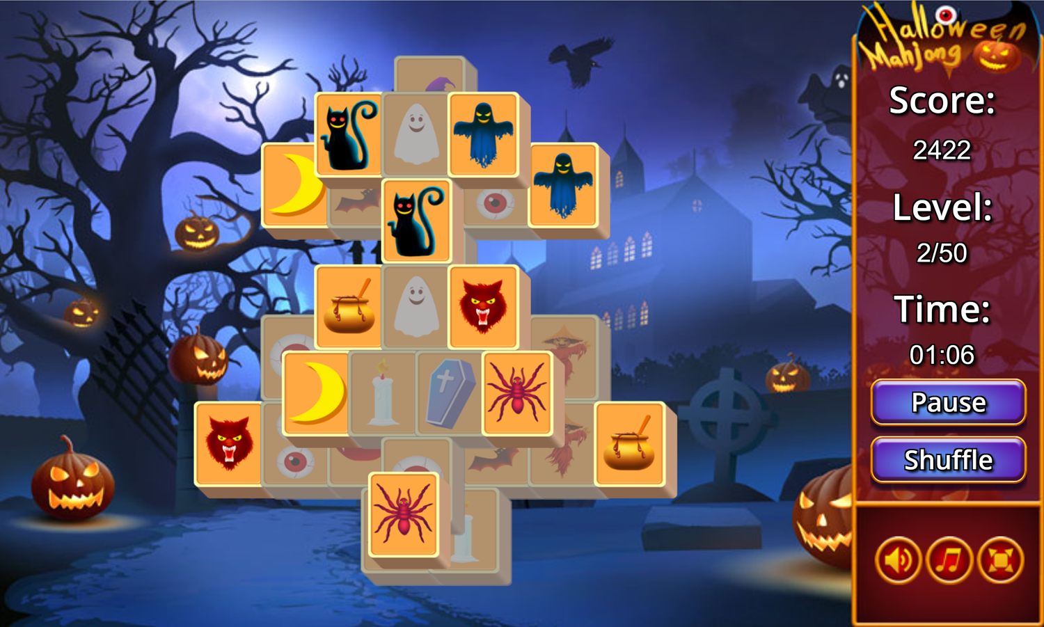 Halloween Mahjong Game Screenshot.