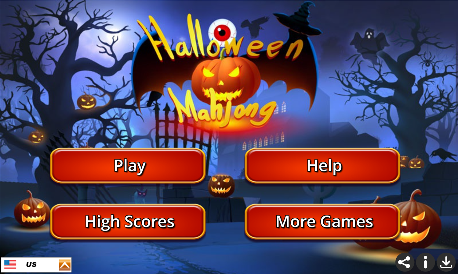 Halloween  Mahjong Game Welcome Screen Screenshot.