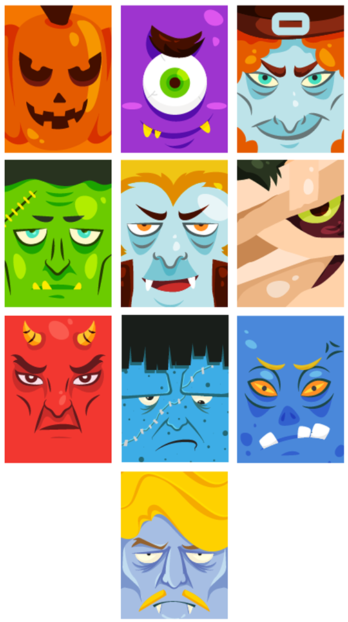 Halloween Memory Card Game All 10 Monsters Screenshot.