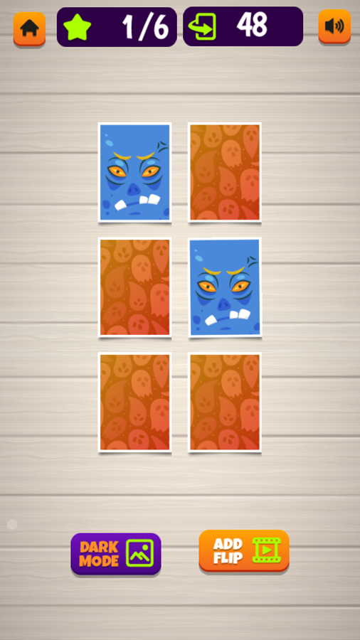 Halloween Memory Card Game Level Play Screenshot.