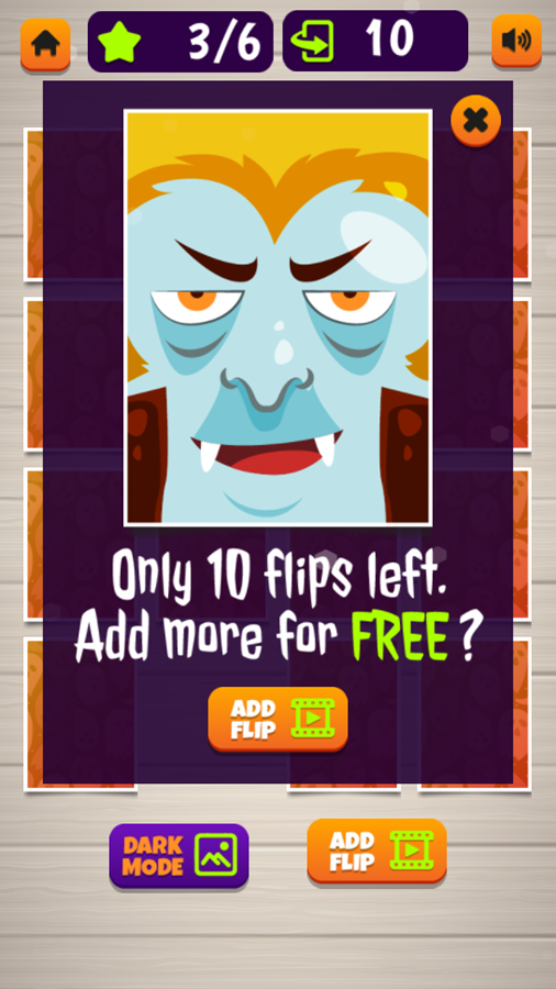 Halloween Memory Card Game Show Ad Screenshot.
