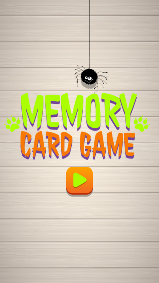 Halloween Memory Card Game Welcome Screen Screenshot.