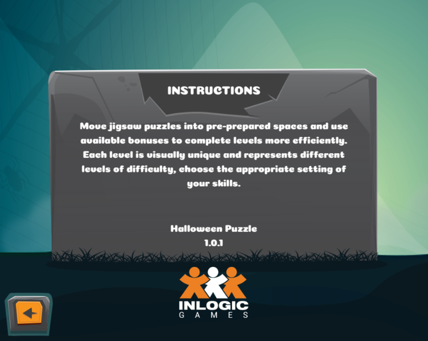 Halloween Puzzle Game Instructions Screenshot.