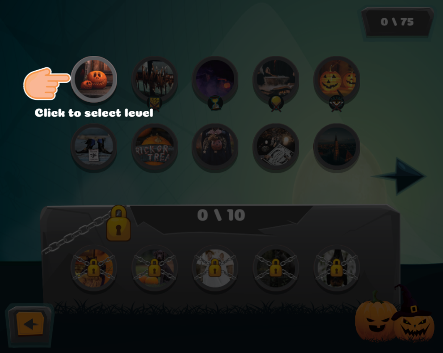 Halloween Puzzle Game Select Level Screenshot.