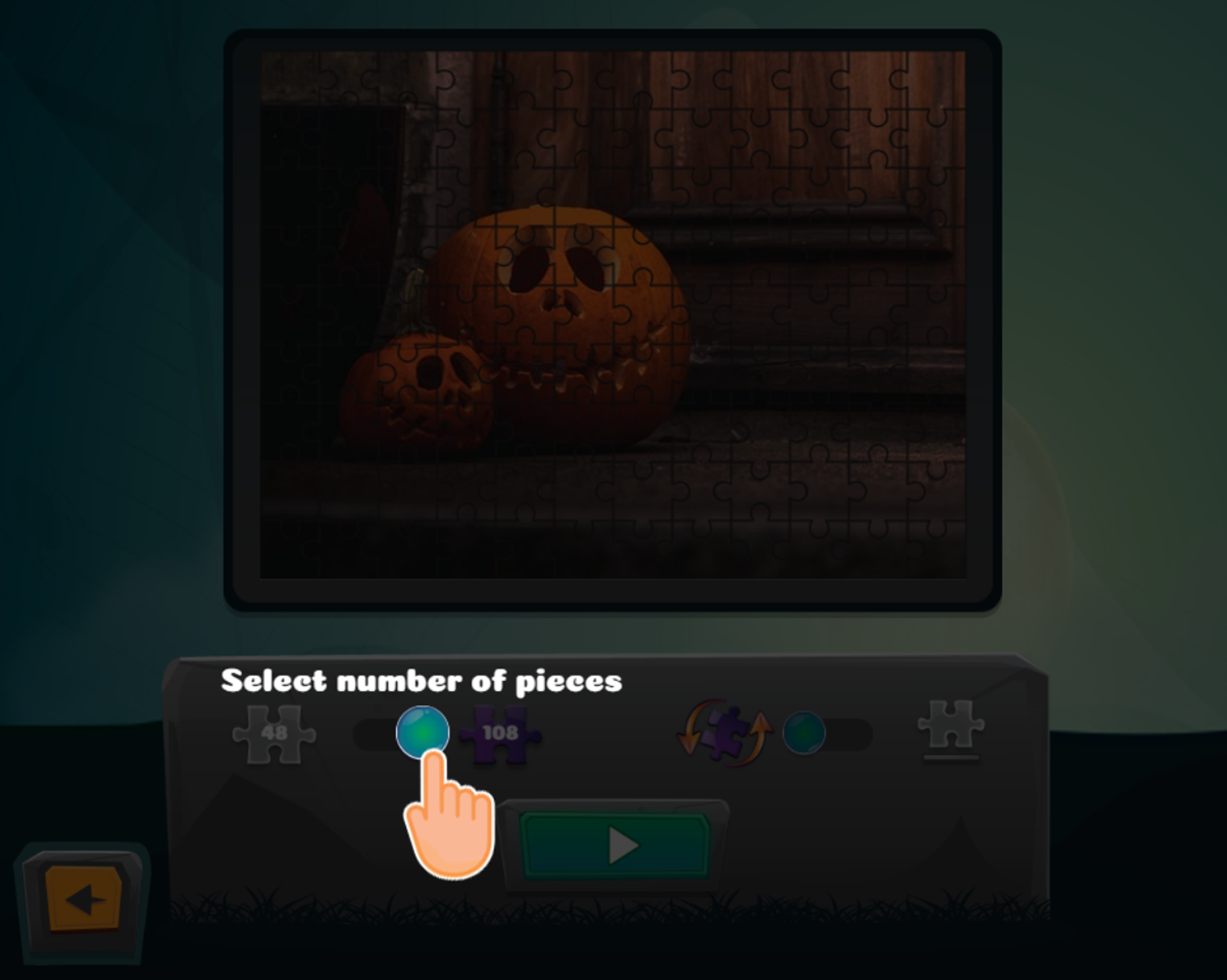 Halloween Puzzle Game Select Number of Pieces Screenshot.
