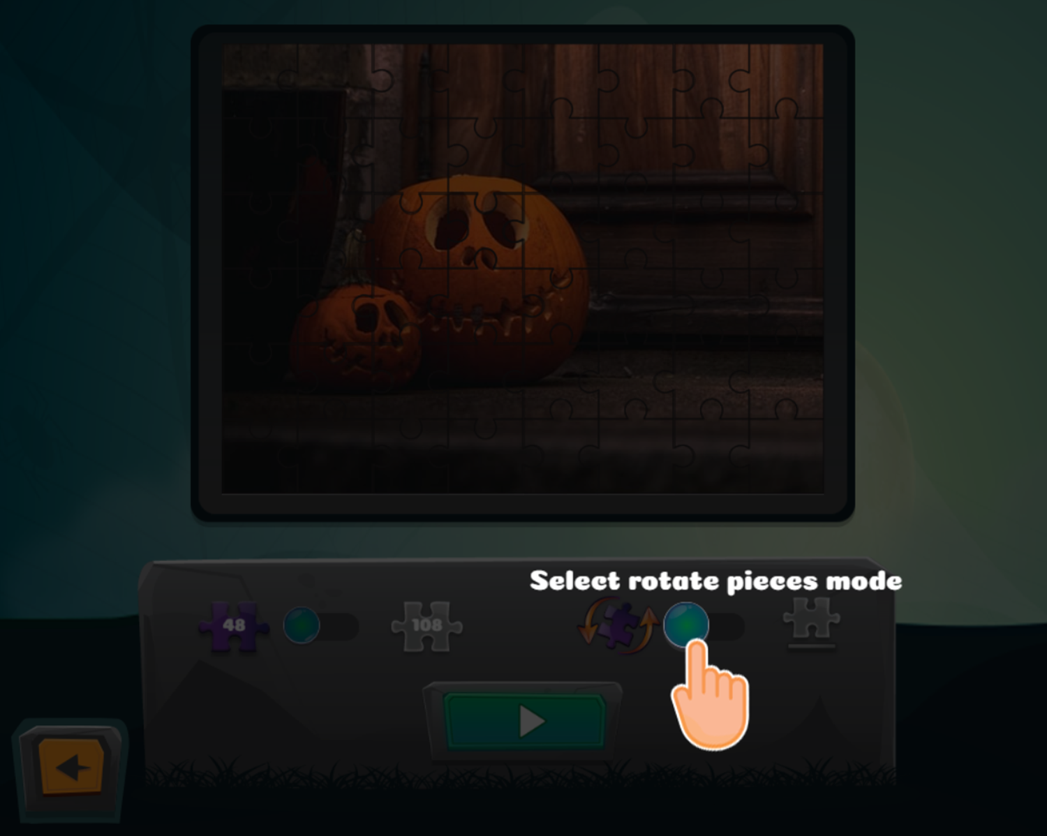 Halloween Puzzle Game Select Pieces Mode Screenshot.