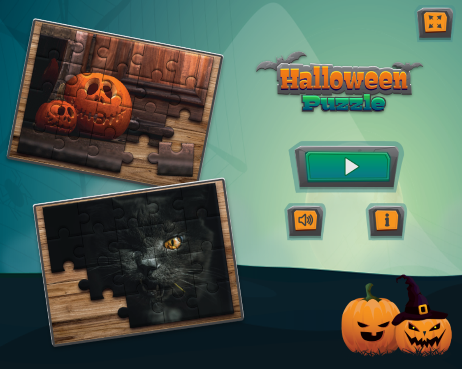 Halloween Puzzle Game Welcome Screen Screenshot.