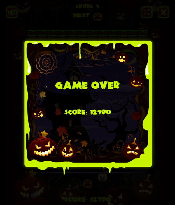 Halloween Shooter Game Over Score Screenshot.