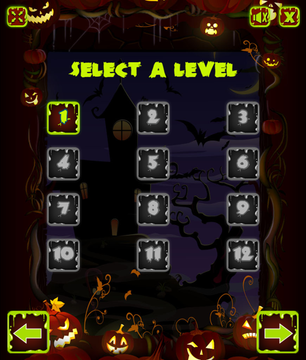 Halloween Shooter Game Select Level Screenshot.