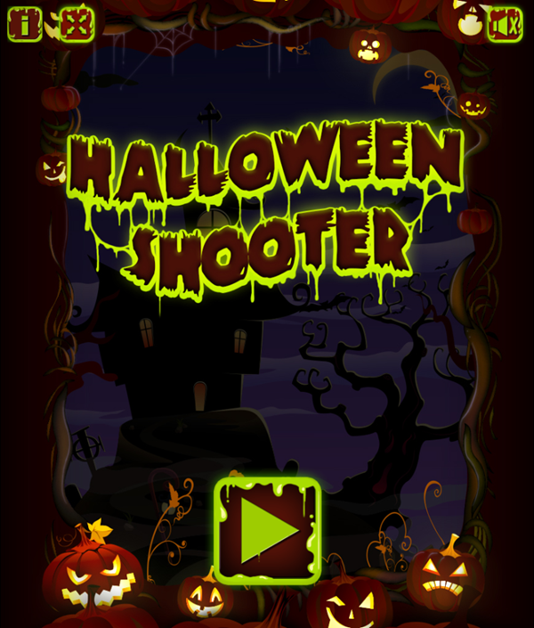 Halloween Shooter Game Welcome Screen Screenshot.