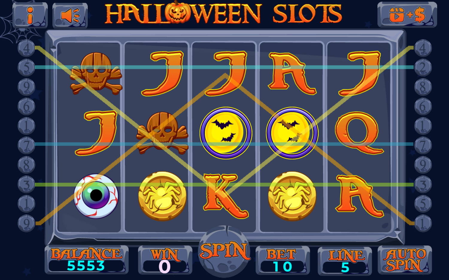 Halloween Slots Game Bet Screenshot.