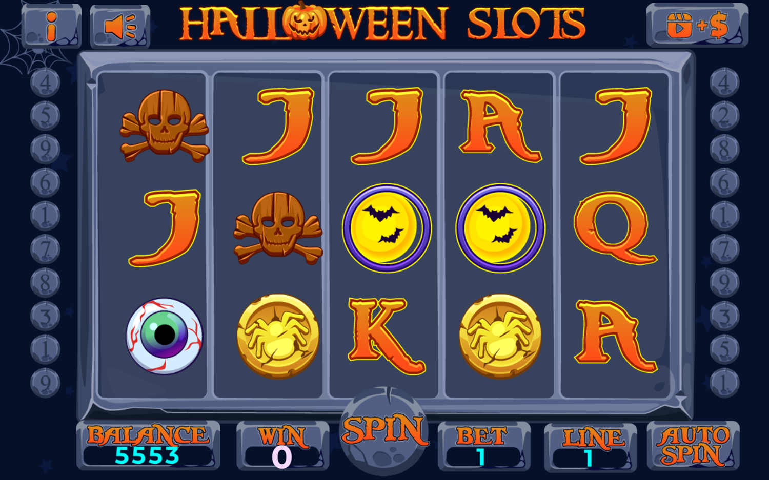 Halloween Slots Game Start Screenshot.