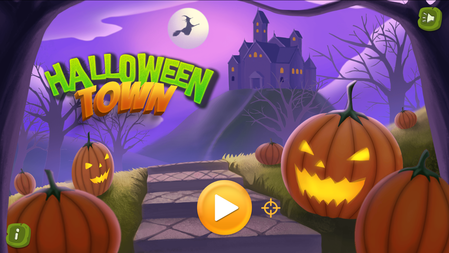 Halloween Town Game Welcome Screen Screenshot.