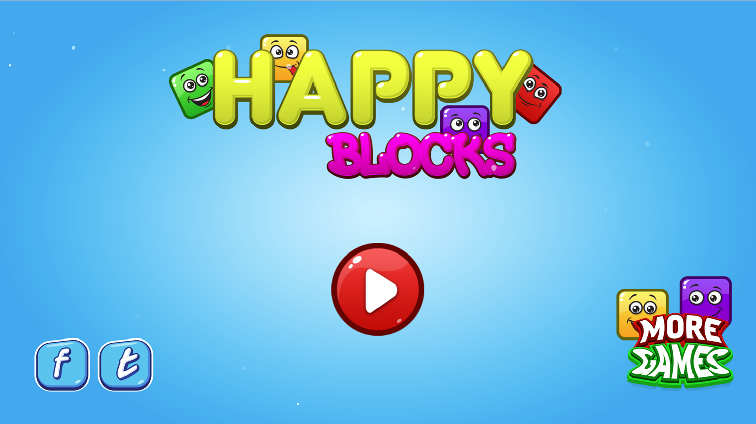 Happy Blocks Game Welcome Screen Screenshot.