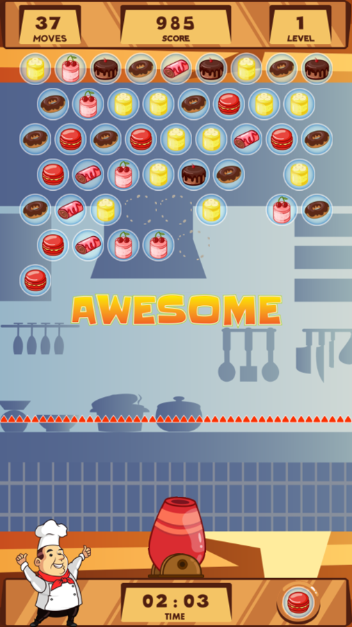 Happy Chef Bubble Shooter Game Play Screenshot.