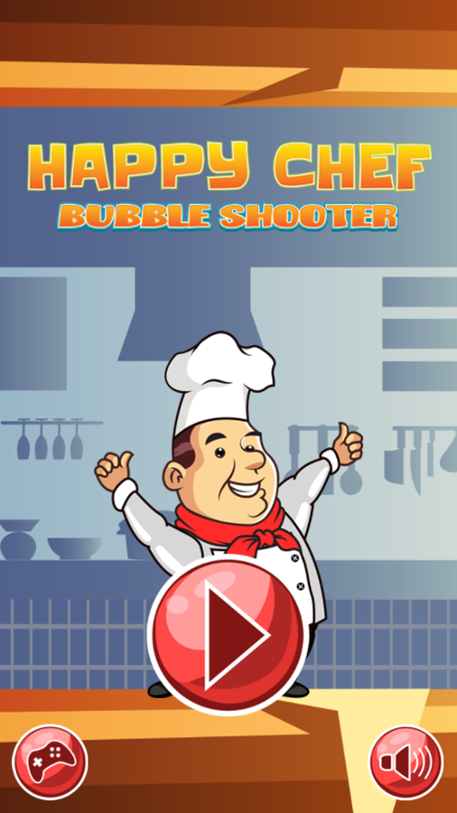 Happy Chef Bubble Shooter Game Welcome Screen Screenshot.