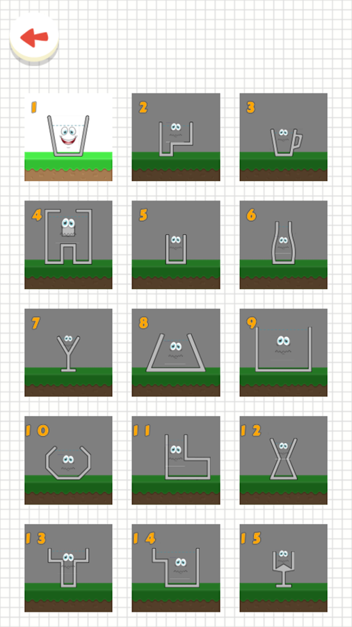 Happy Cups Game Level Select Screenshot.