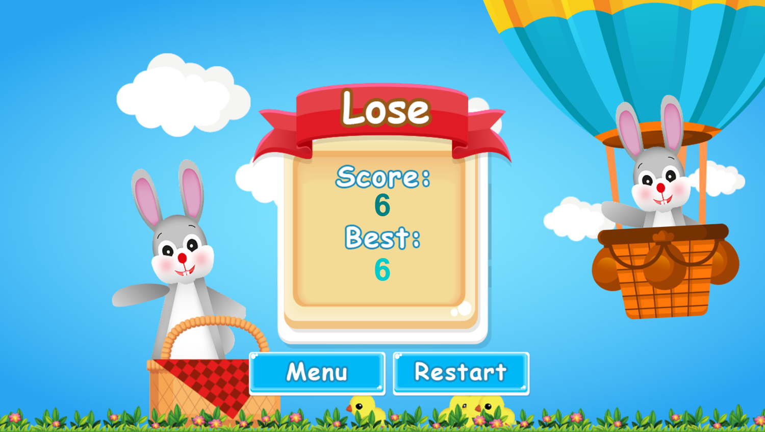 Happy Easter Game Over Screenshot.